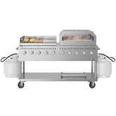 72 in. Full Stainless Steel Commercial Outdoor Propane Gas Grill with 36 in. Griddle and 36 in.Pizza Oven, ETL Listed in Stainless-Steel (CGKIT7-G36P36)